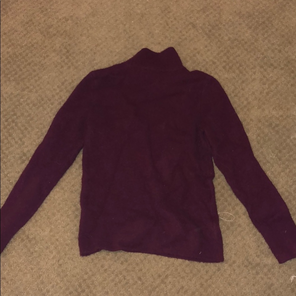 Plum J-crew mock turtle neck sweater
